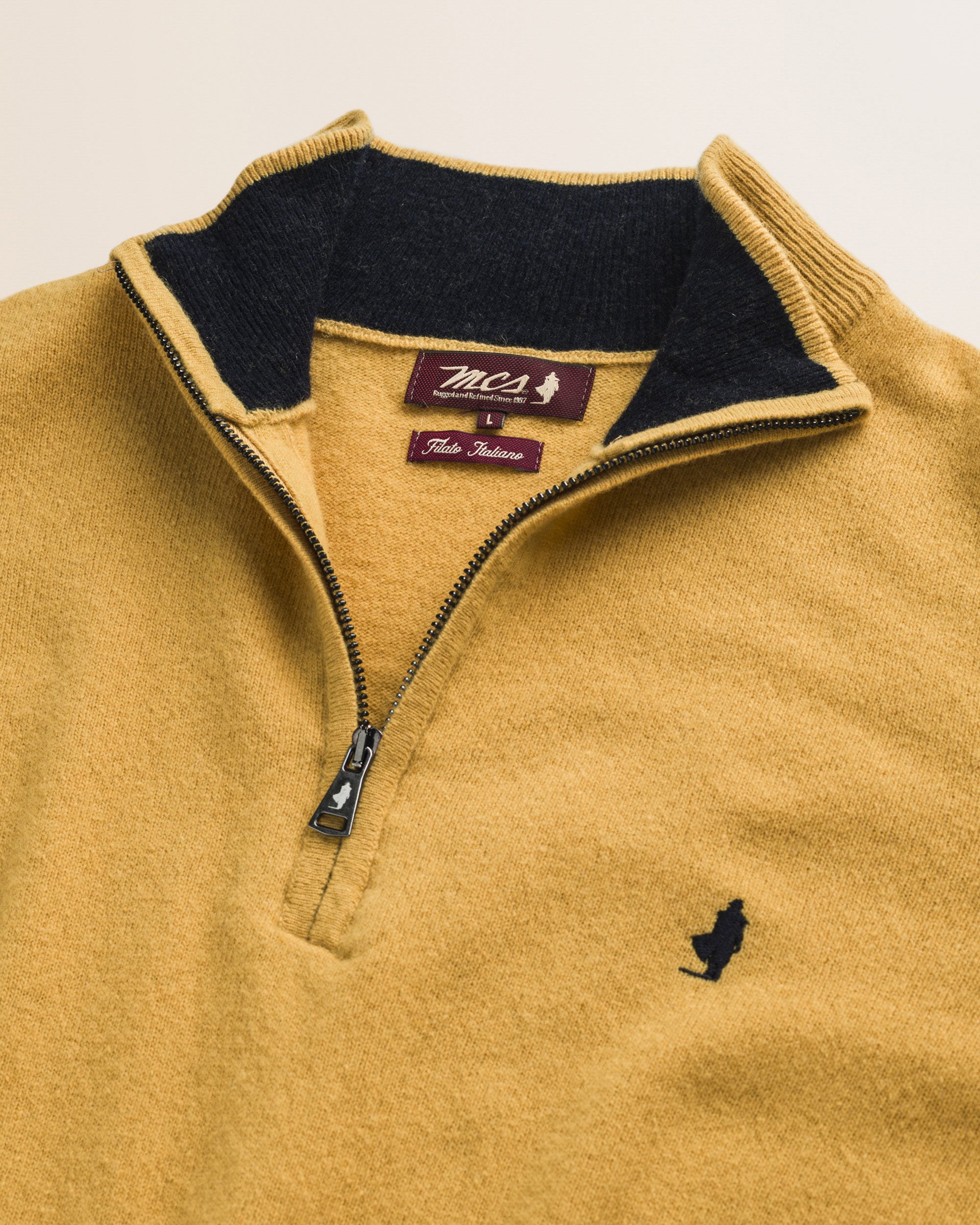 Maglia Mezza Zip in Lambswool  dettaglio - Chai Tea