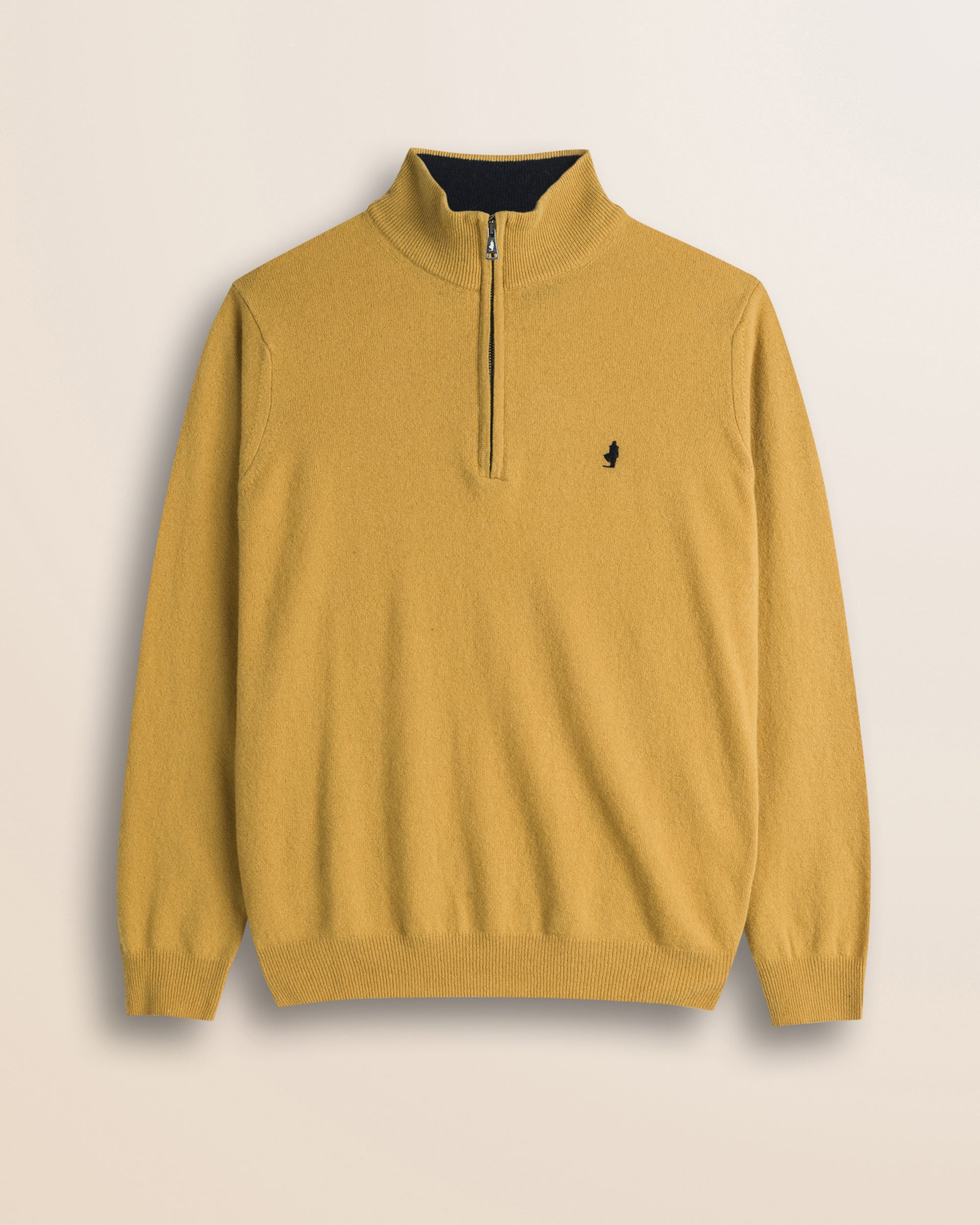 Maglia Mezza Zip in Lambswool  fronte - Chai Tea