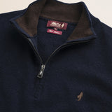 Maglia Mezza Zip in Lambswool  dettaglio - Navy Blue