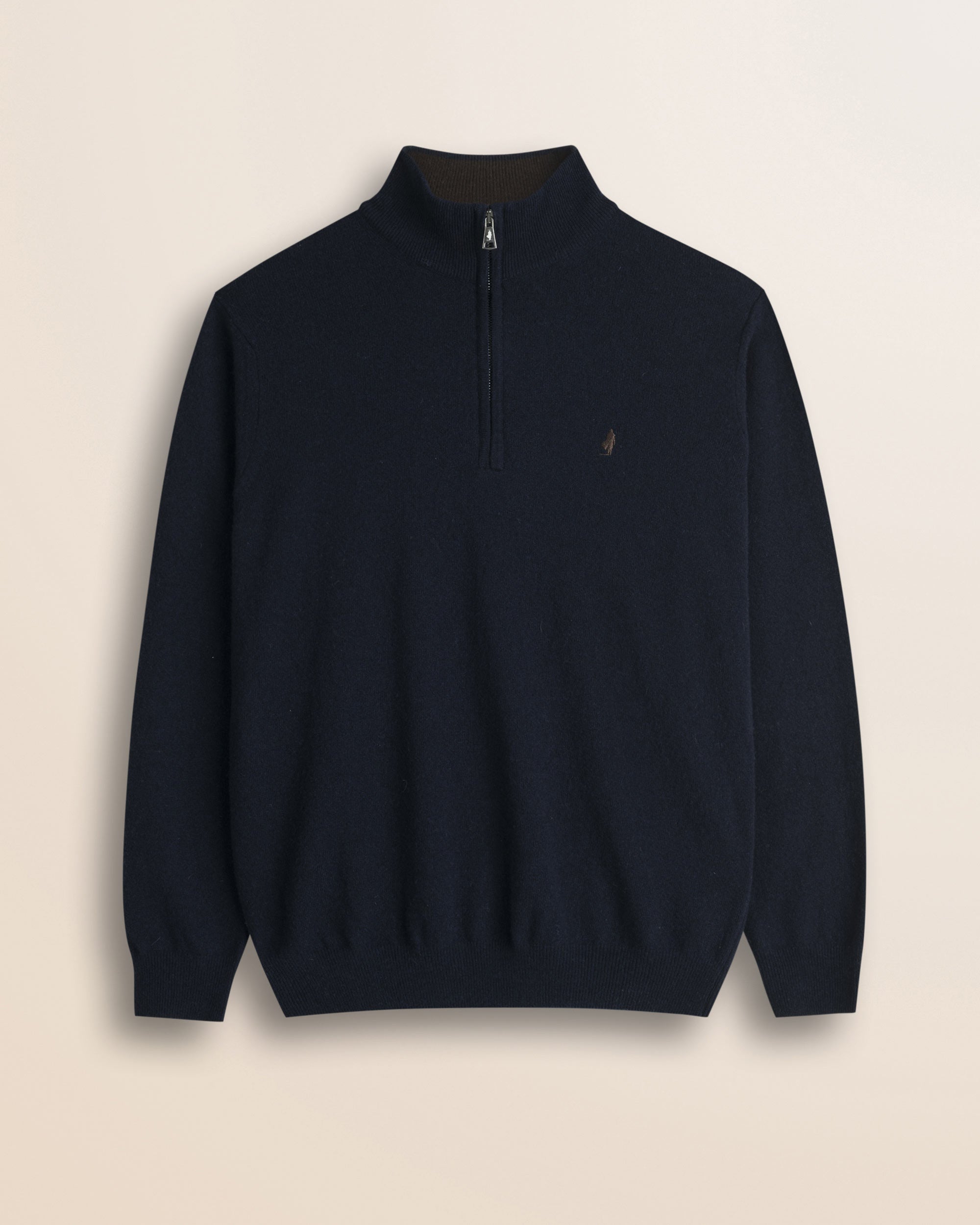 Maglia Mezza Zip in Lambswool  fronte - Navy Blue