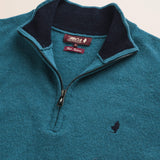 Maglia Mezza Zip in Lambswool  dettaglio - Atlantic Deep