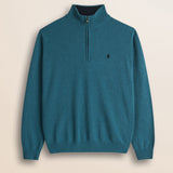 Maglia Mezza Zip in Lambswool  fronte - Atlantic Deep