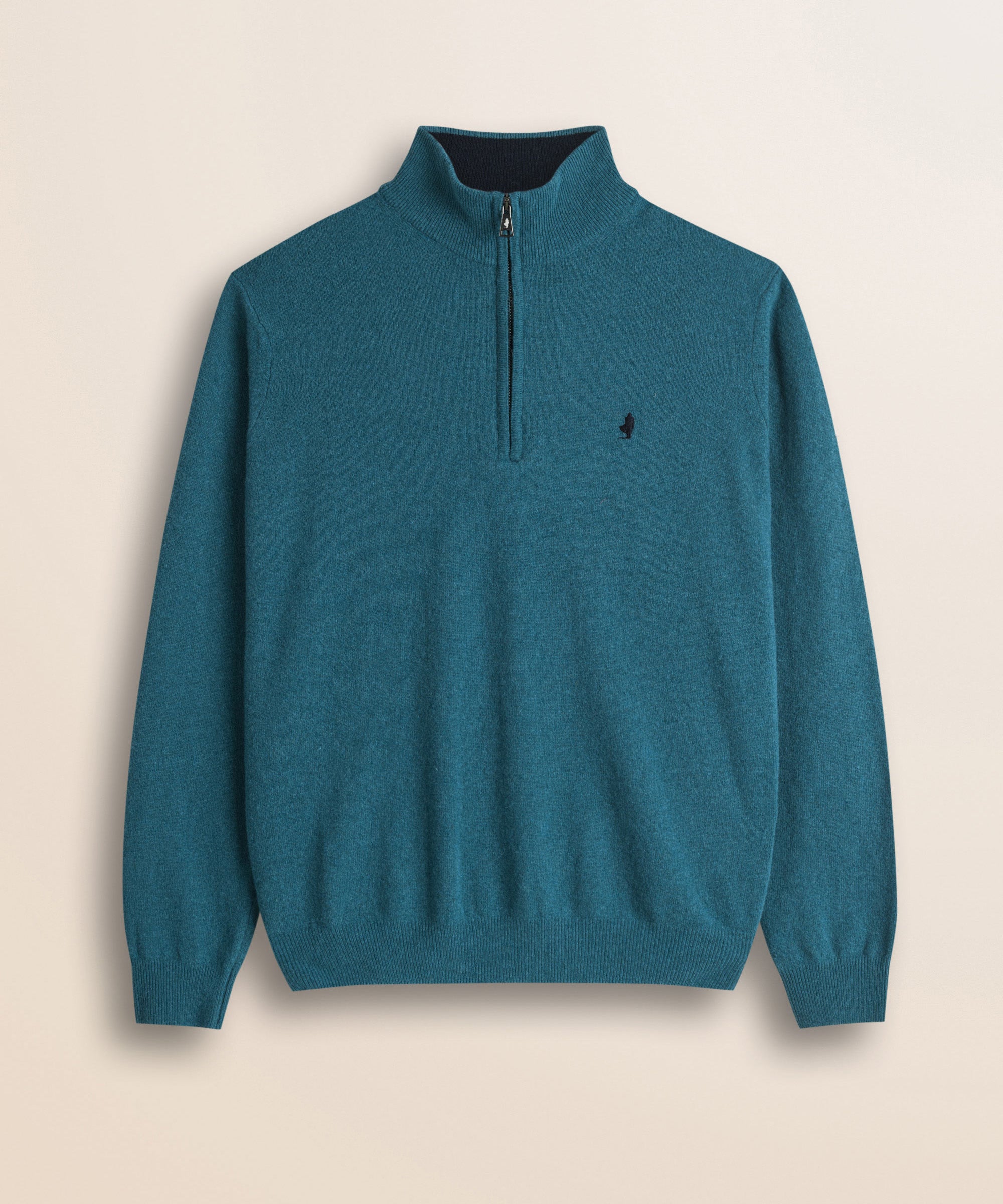 Maglia Mezza Zip in Lambswool  fronte - Atlantic Deep