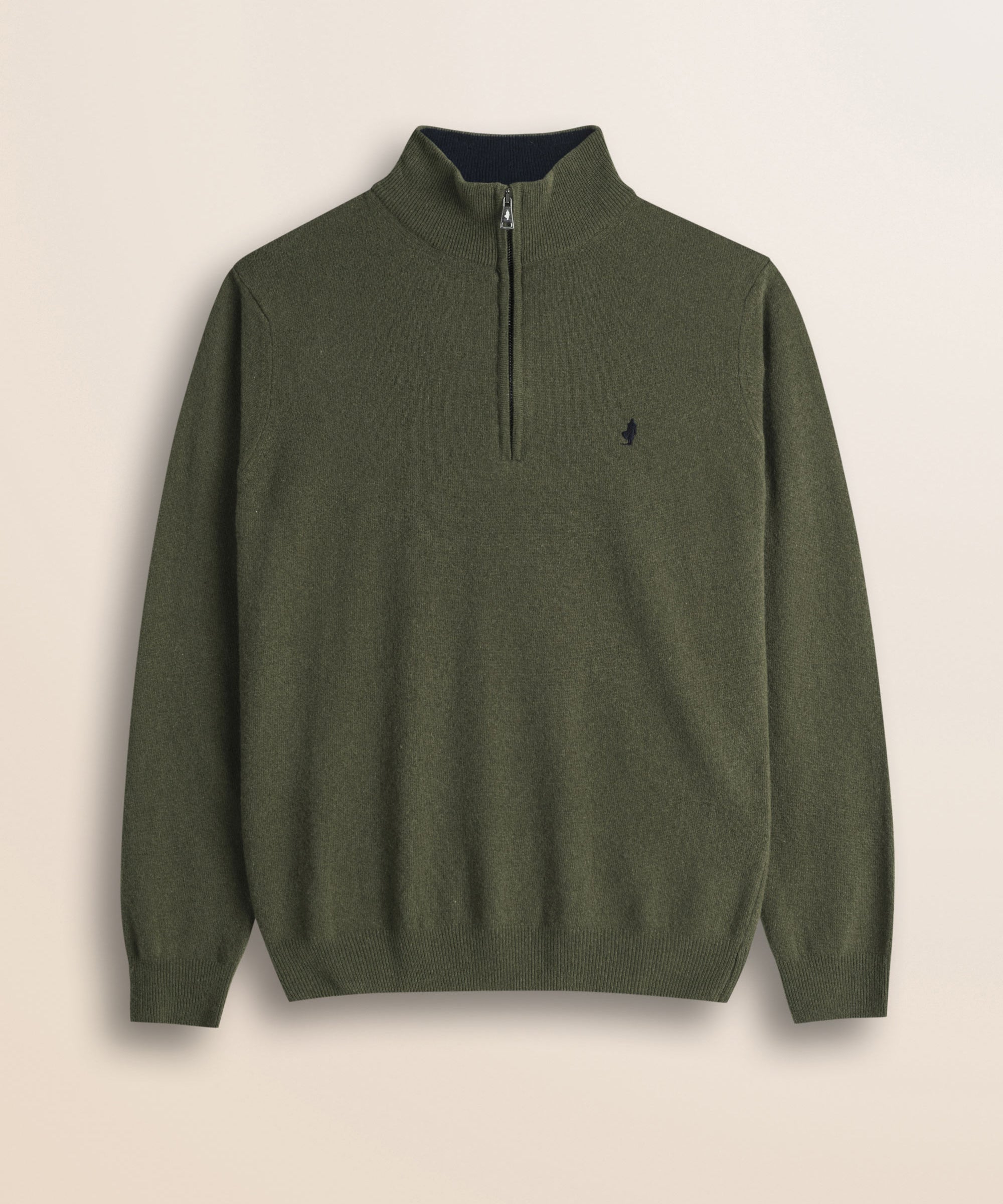 Maglia Mezza Zip in Lambswool  fronte - Olive Night