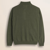 Maglia Mezza Zip in Lambswool  retro - Olive Night