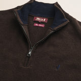 Maglia Mezza Zip in Lambswool  dettaglio - Chocolate