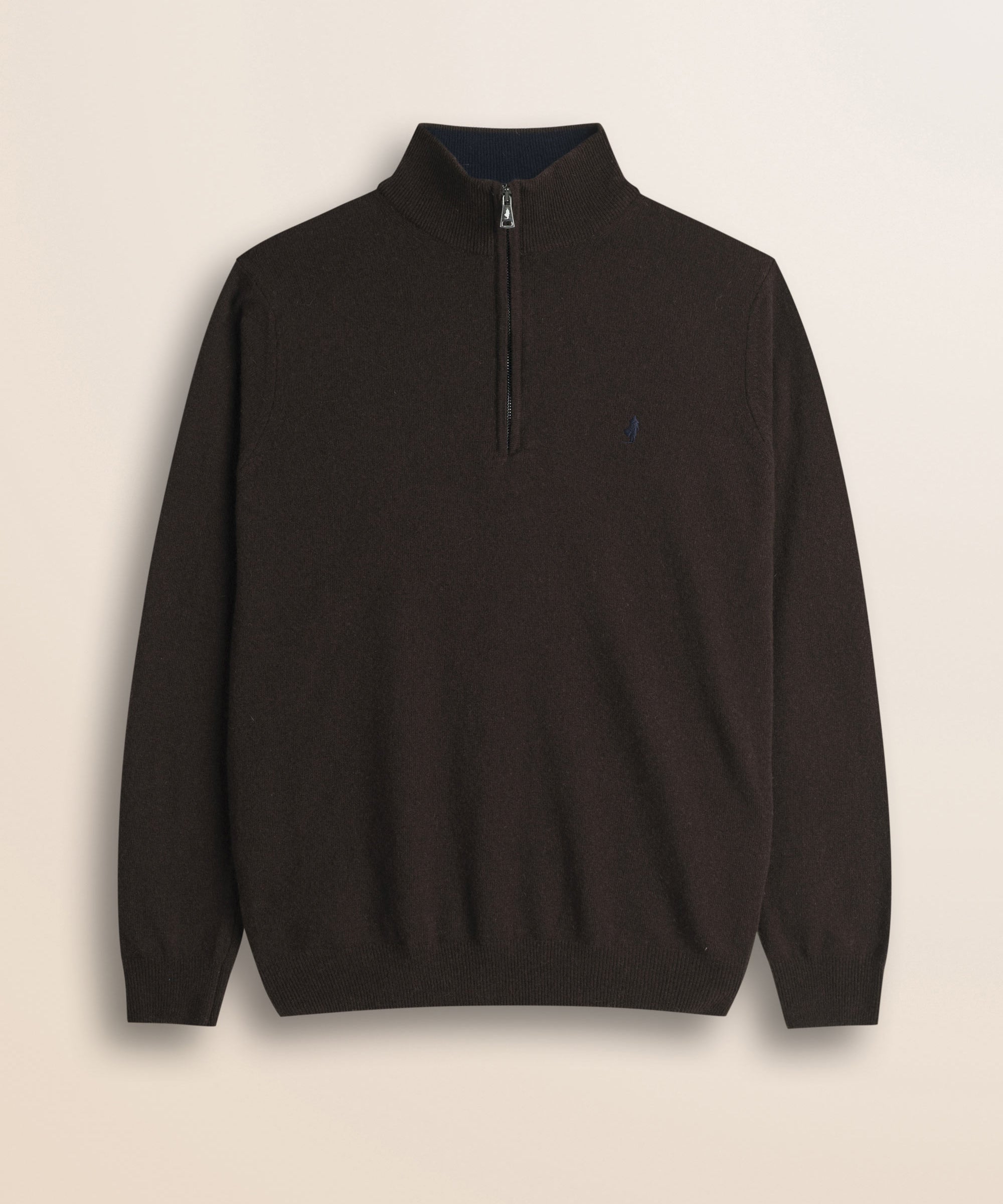 Maglia Mezza Zip in Lambswool  fronte - Chocolate