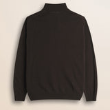 Maglia Mezza Zip in Lambswool  retro - Chocolate