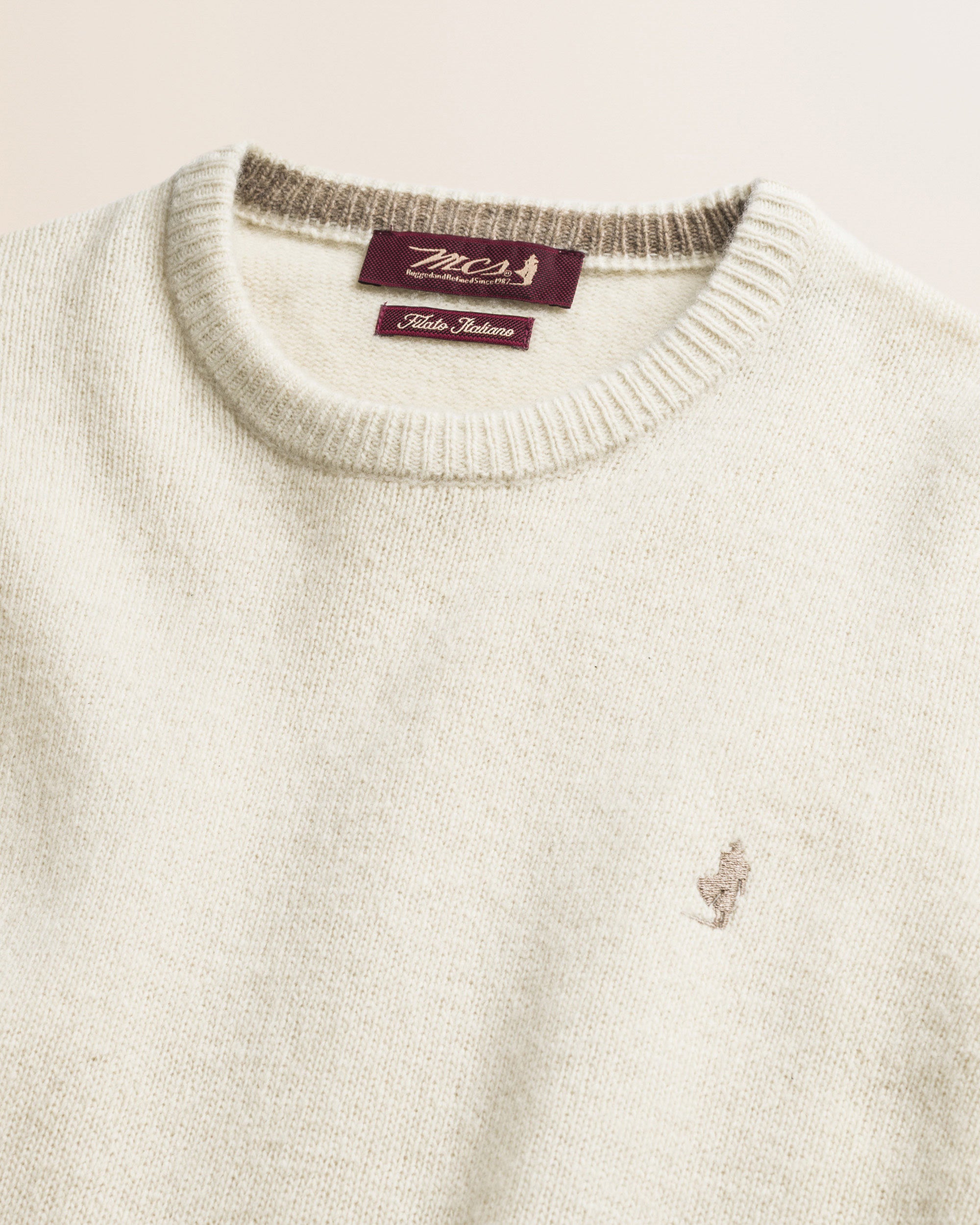 Maglione Girocollo in Lambswool  dettaglio - Gardenia