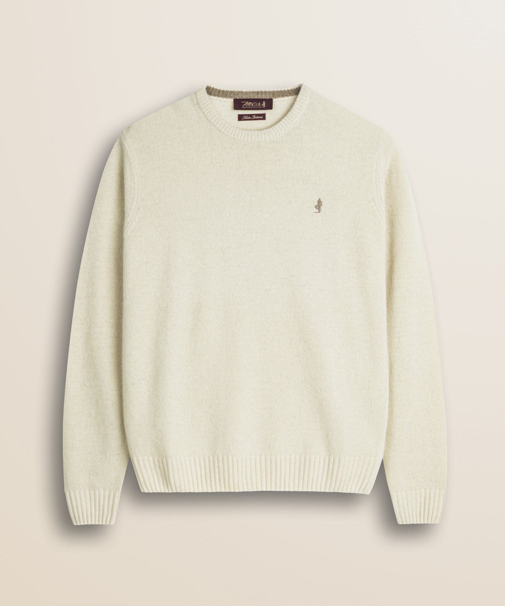 Maglione Girocollo in Lambswool  fronte - Gardenia