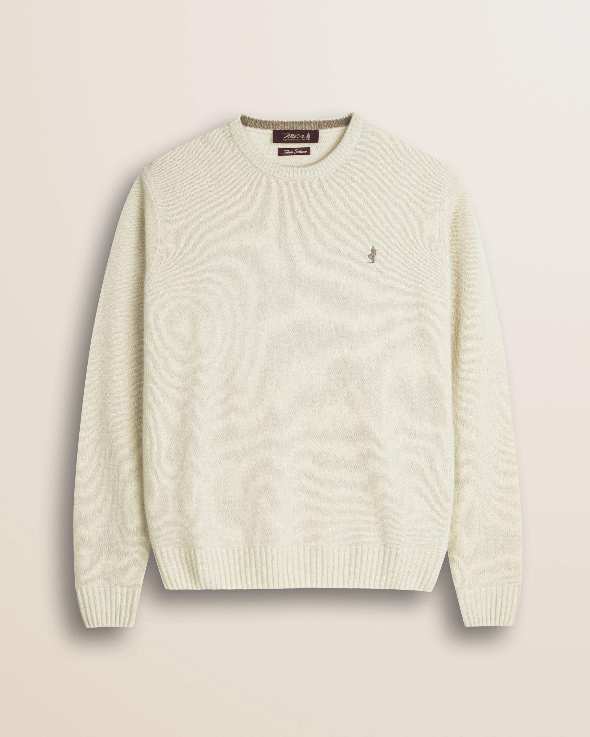Maglione Girocollo in Lambswool  fronte - Gardenia