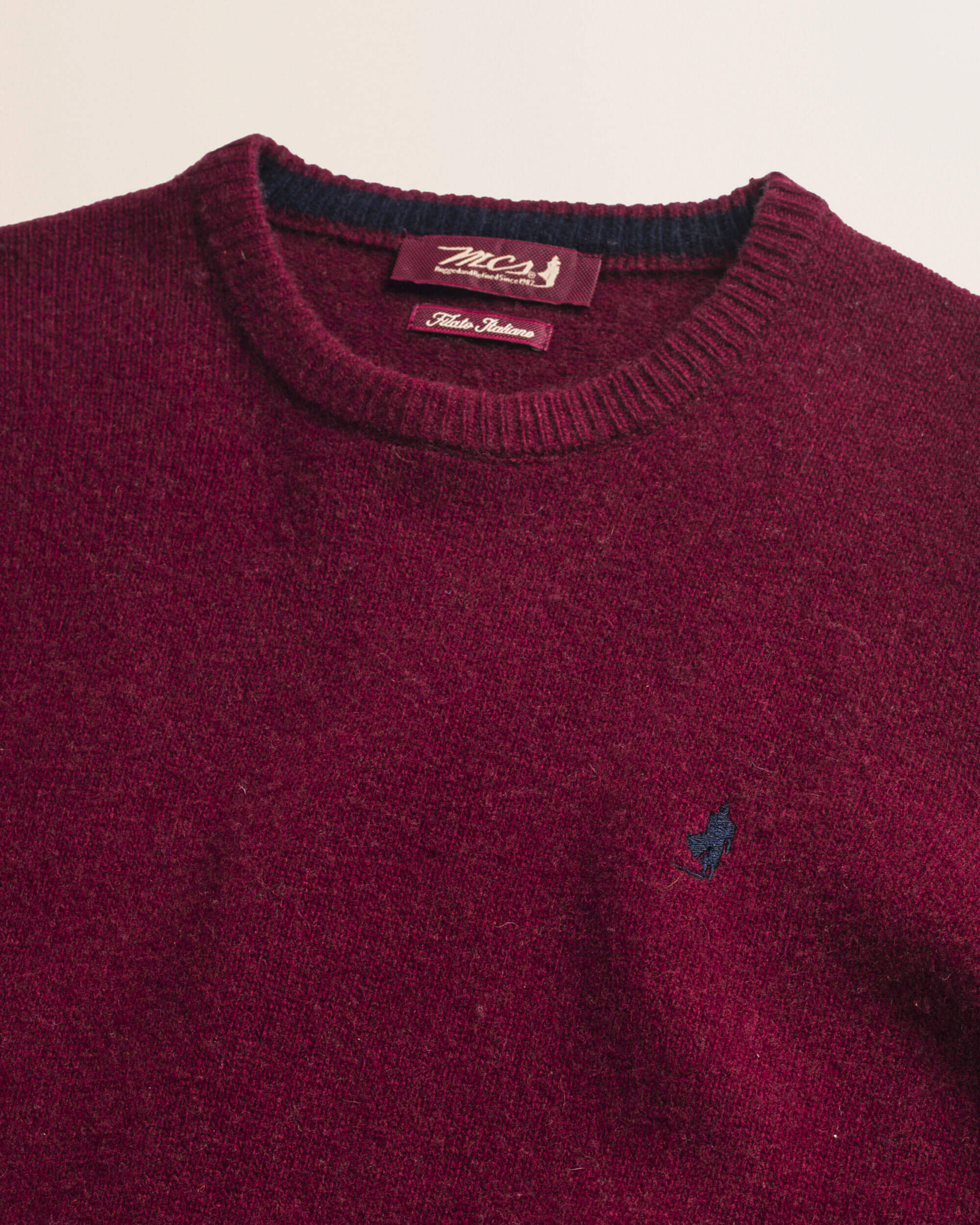 Maglione Girocollo in Lambswool  dettaglio - Burgundy