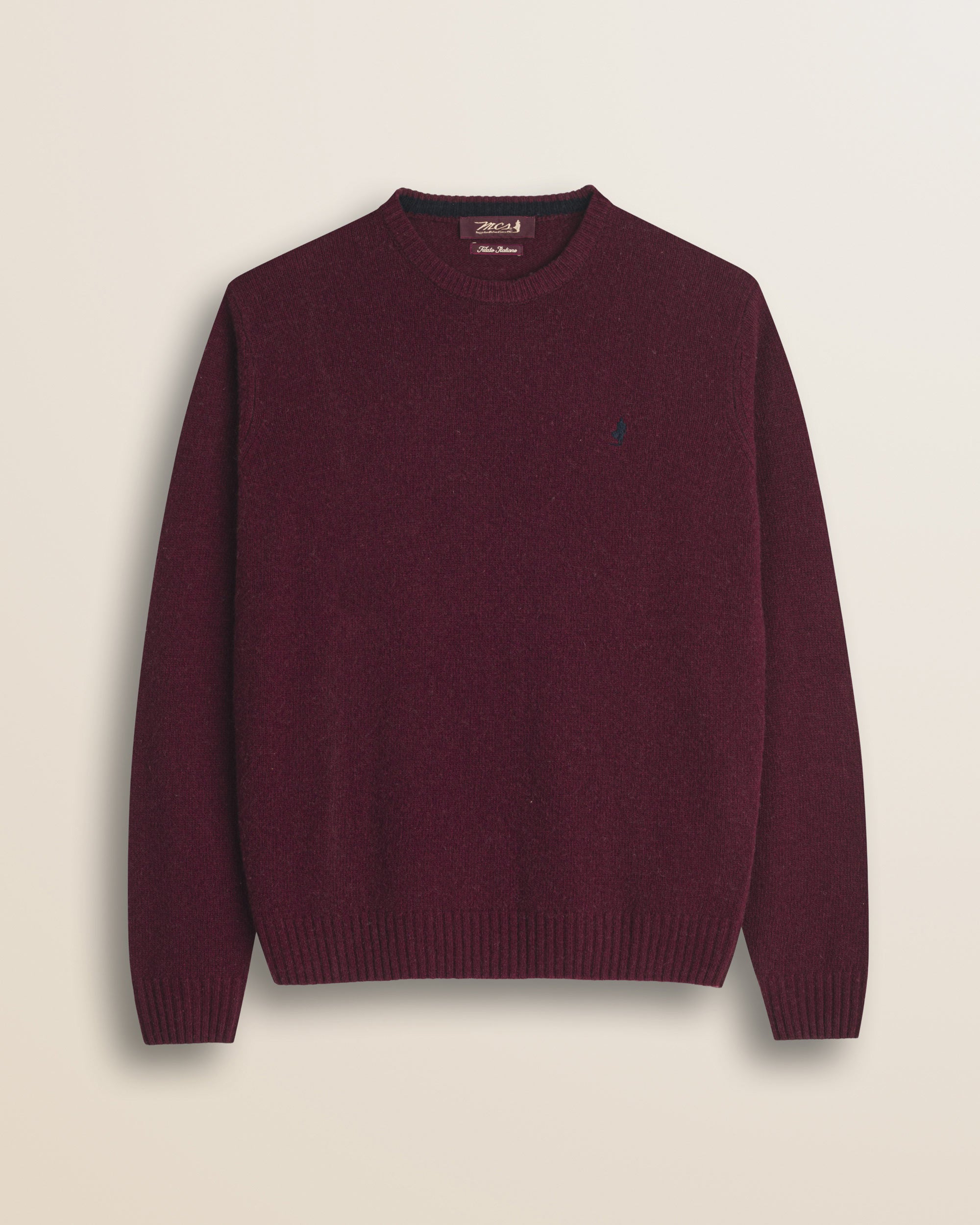 Maglione Girocollo in Lambswool  fronte - Burgundy