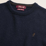 Maglione Girocollo in Lambswool  dettaglio - Navy Blue