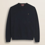 Maglione Girocollo in Lambswool  fronte - Navy Blue