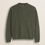 Maglione Girocollo in Lambswool  fronte - Olive Night