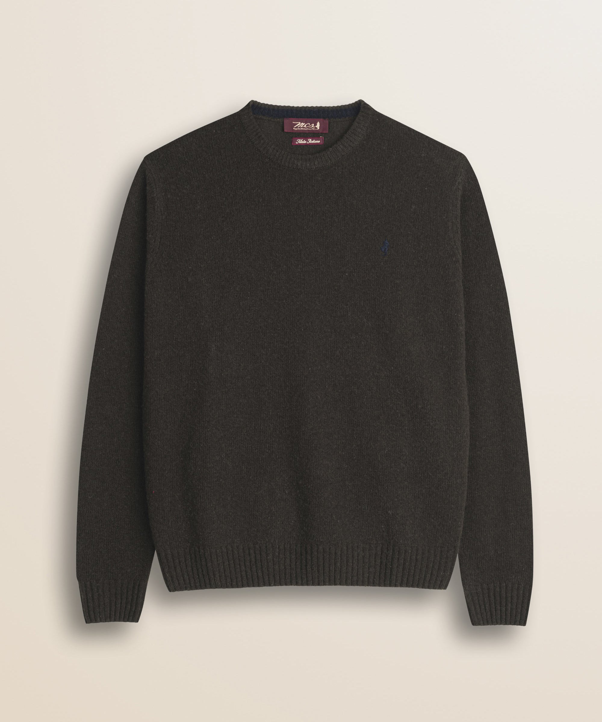 Maglione Girocollo in Lambswool  fronte - Chocolate