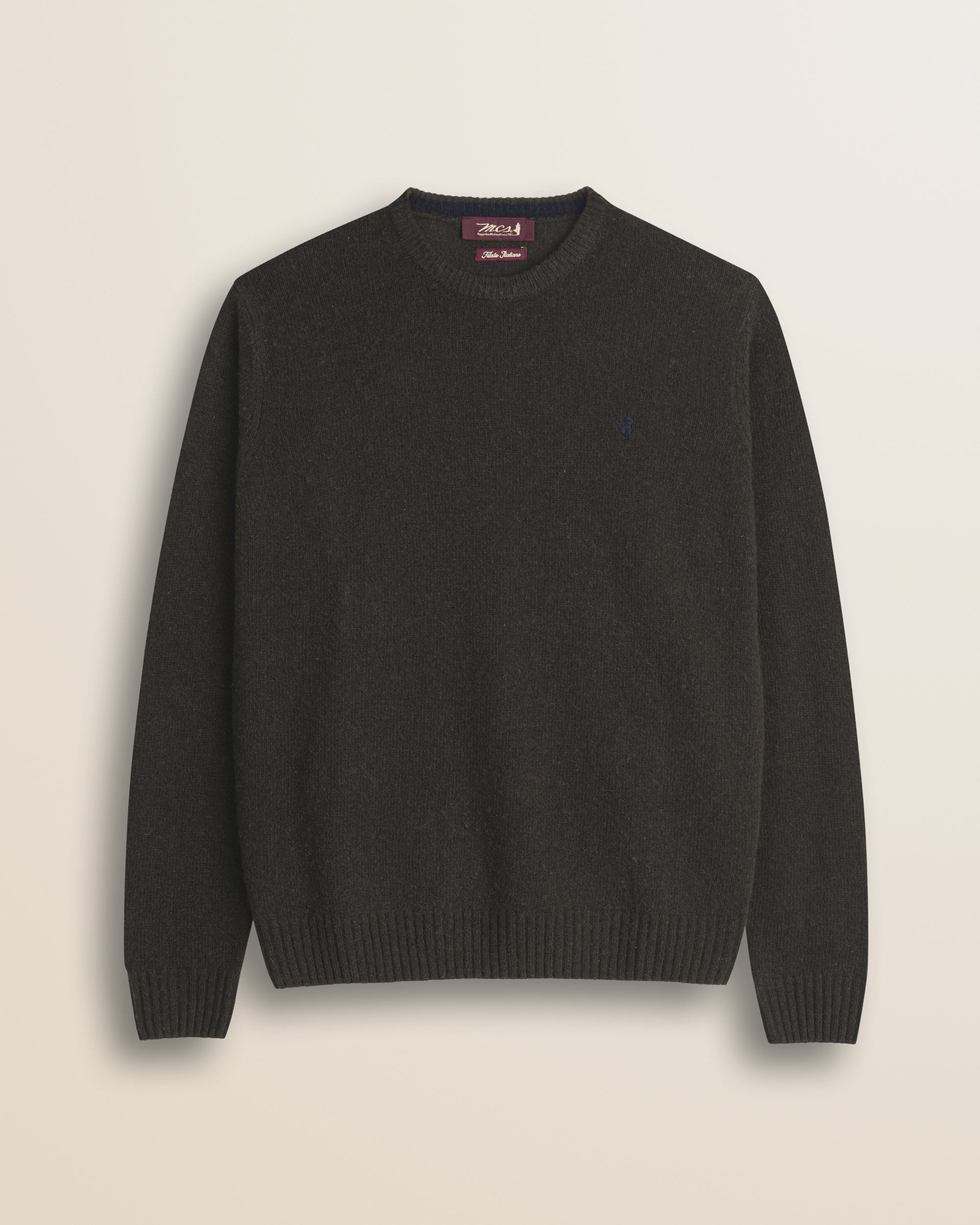 Maglione Girocollo in Lambswool  fronte - Chocolate