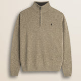 Maglione Mezza Zip in Lambswool  fronte - Sand