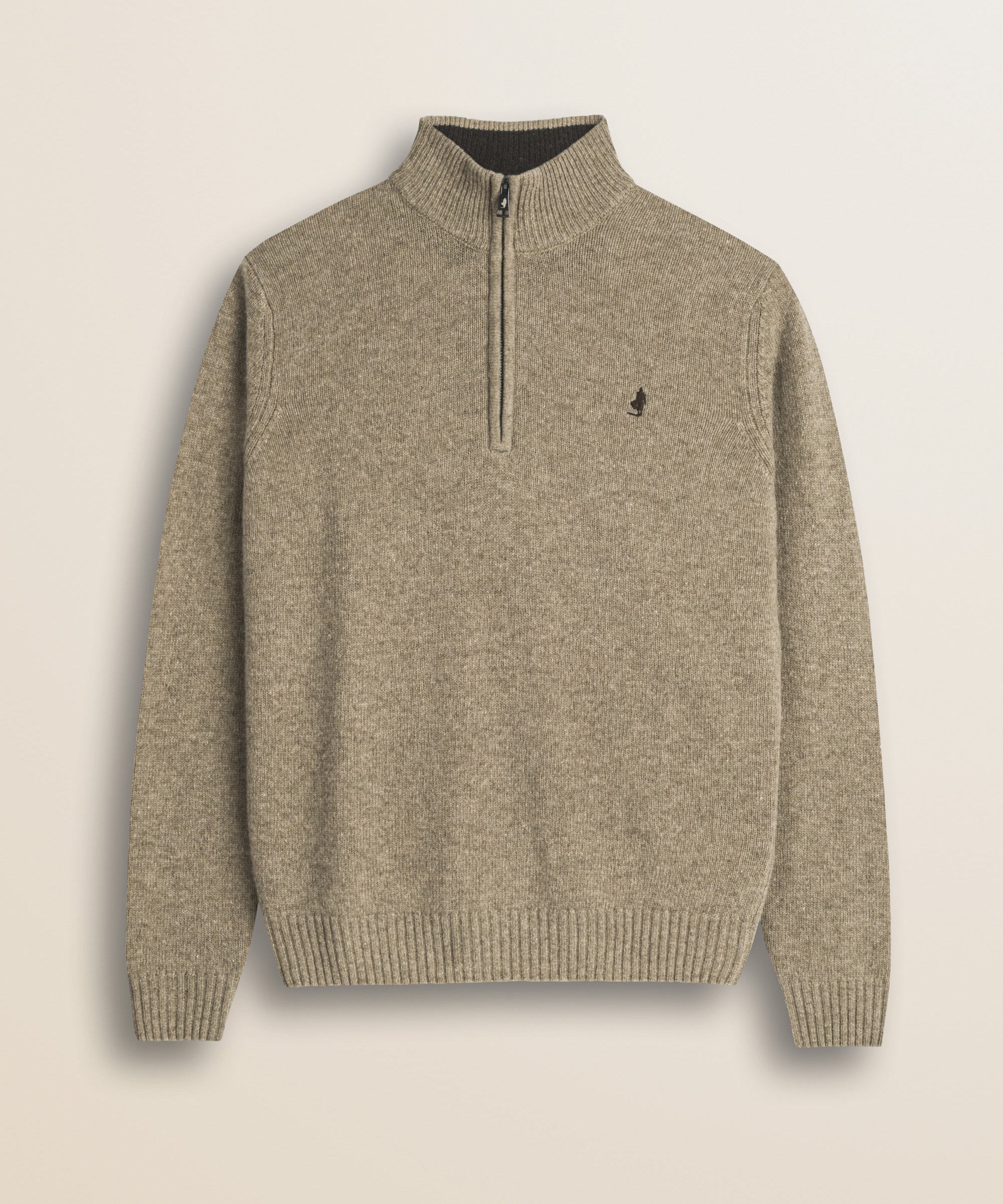 Maglione Mezza Zip in Lambswool  fronte - Sand