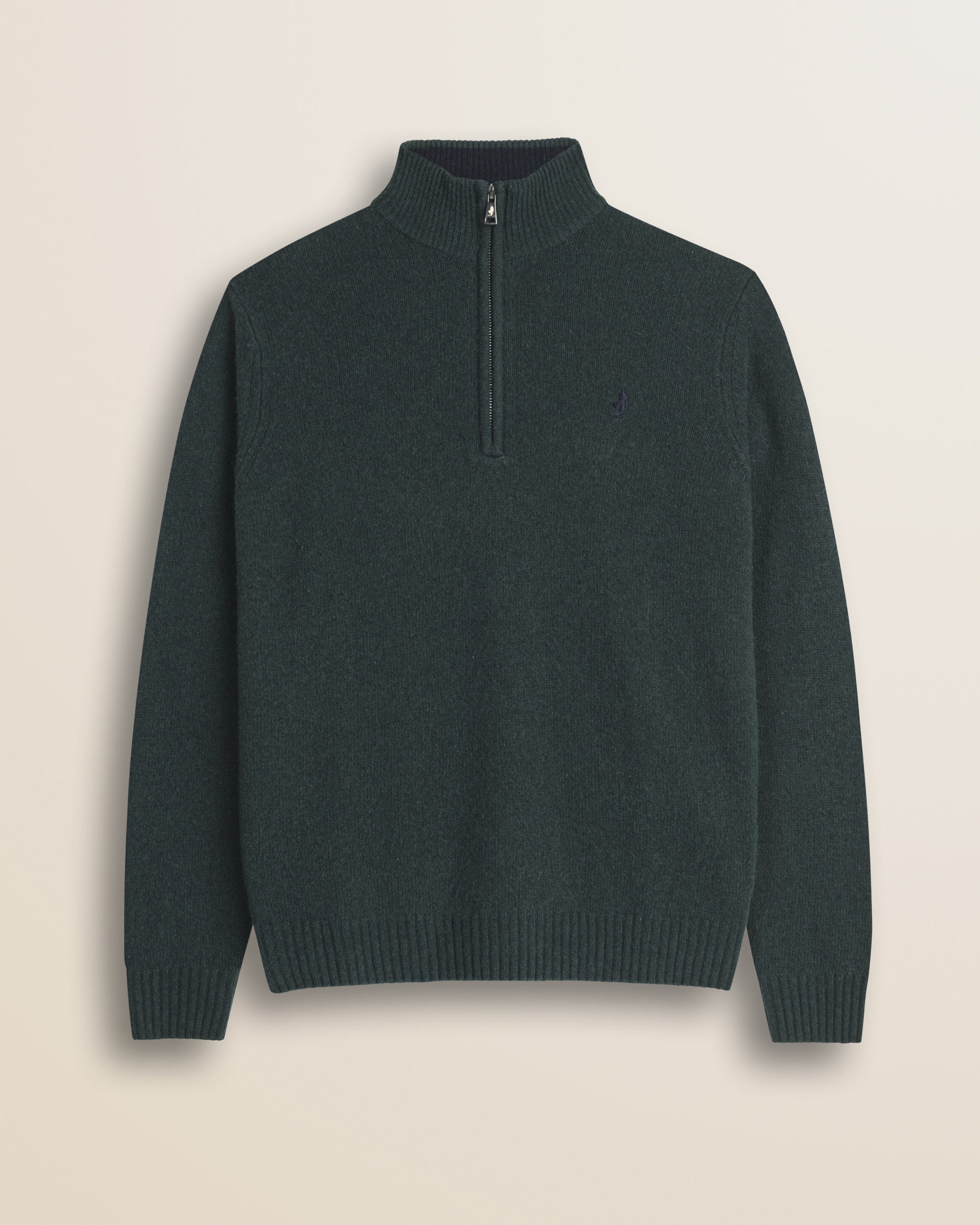 Maglione Mezza Zip in Lambswool  fronte - Ponderosa Pine