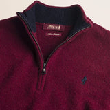 Maglione Mezza Zip in Lambswool  dettaglio - Burgundy