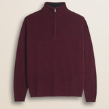 Maglione Mezza Zip in Lambswool  fronte - Burgundy