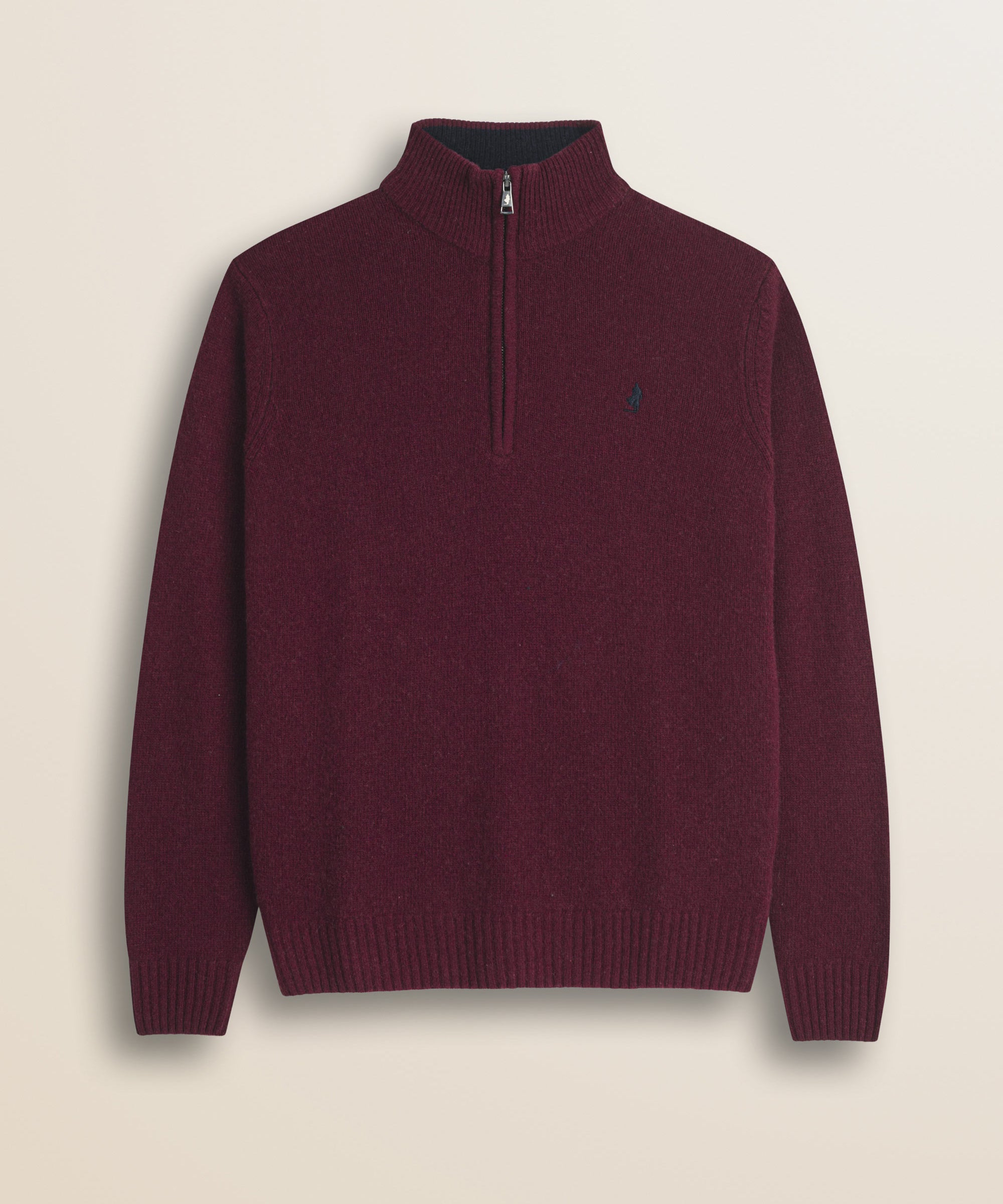 Maglione Mezza Zip in Lambswool  fronte - Burgundy