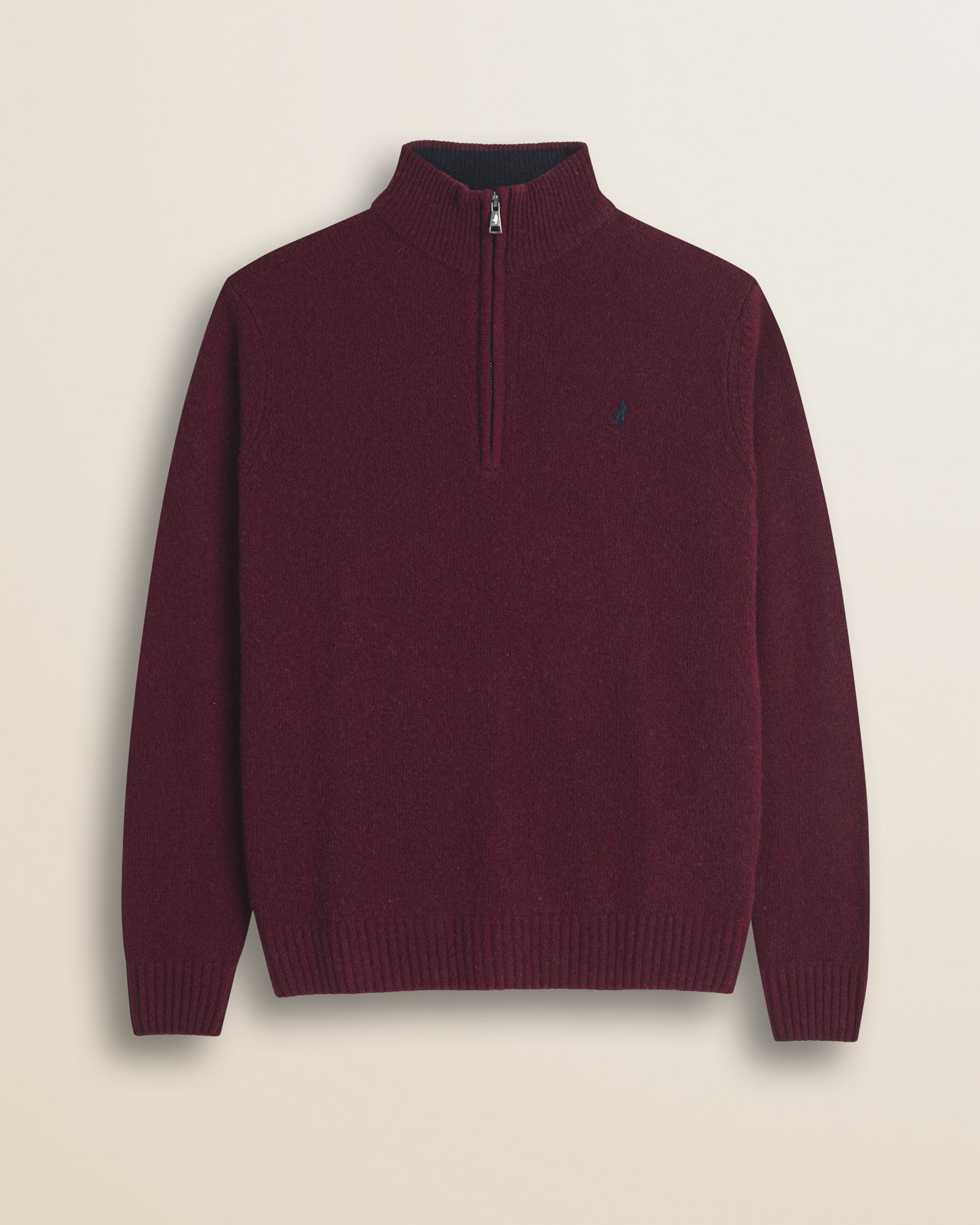 Maglione Mezza Zip in Lambswool  fronte - Burgundy