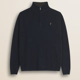 Maglione Mezza Zip in Lambswool  fronte - Navy Blue