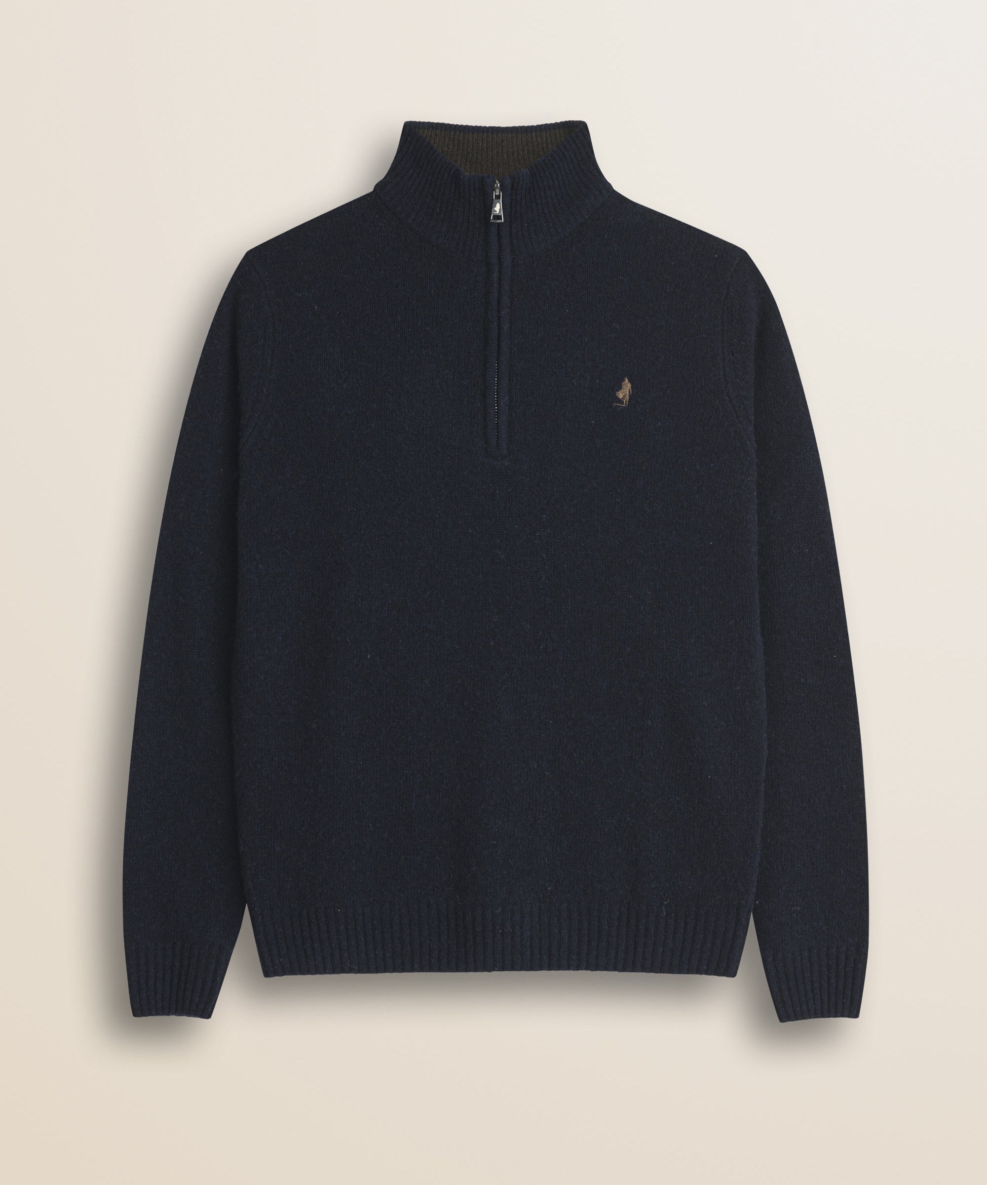 Maglione Mezza Zip in Lambswool  fronte - Navy Blue