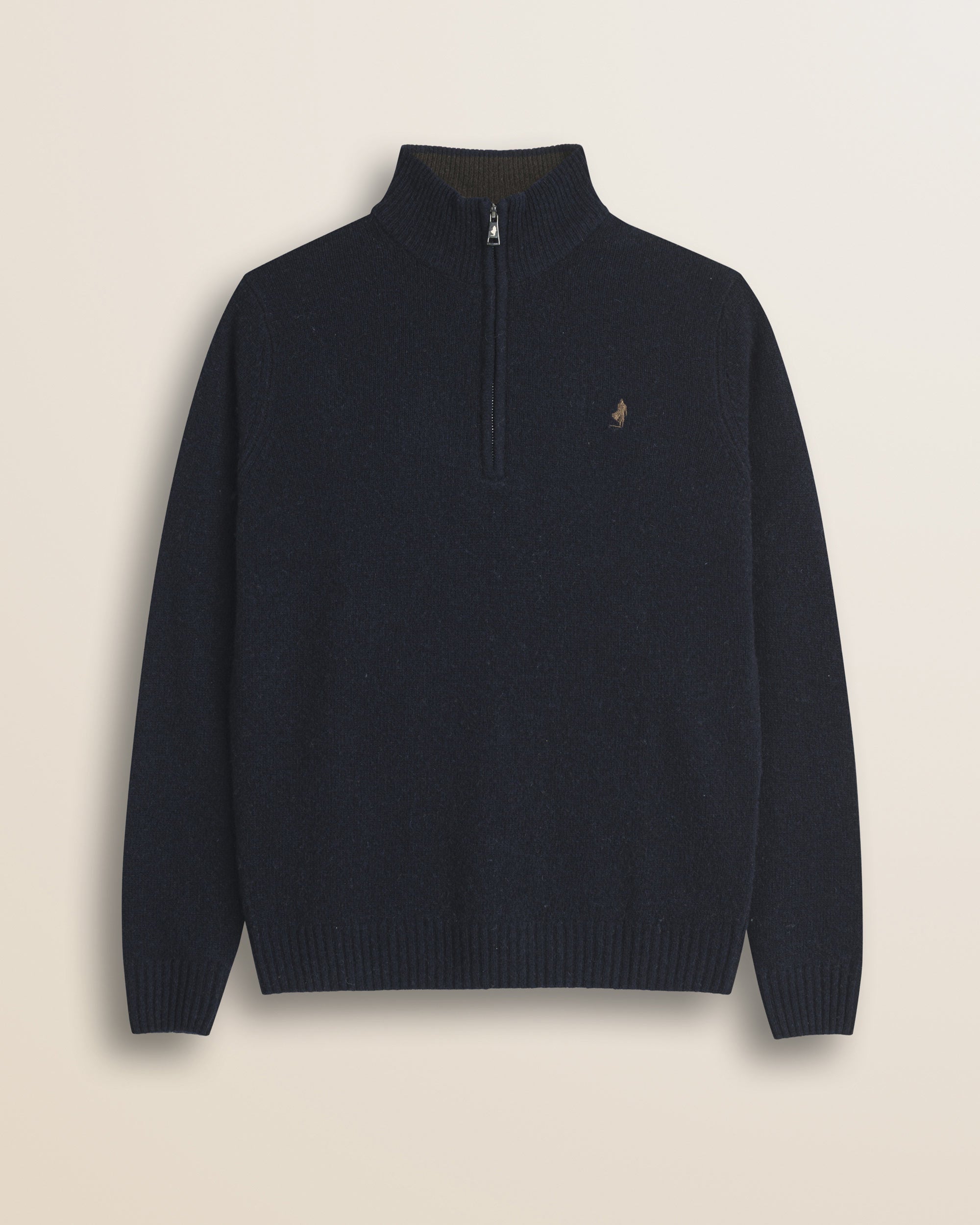 Maglione Mezza Zip in Lambswool  fronte - Navy Blue