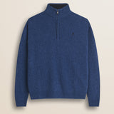 Maglione Mezza Zip in Lambswool  fronte - Medium Blue