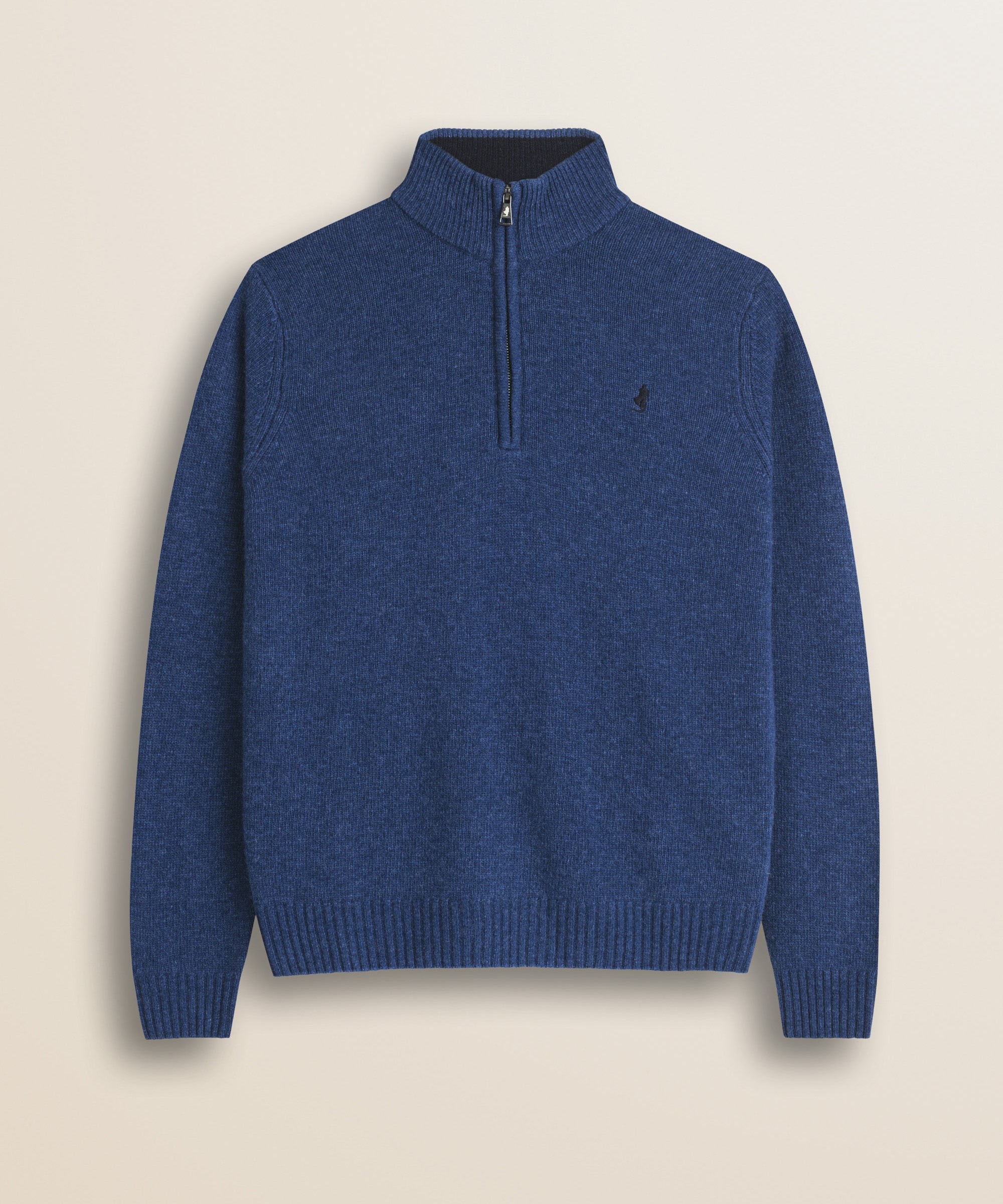 Maglione Mezza Zip in Lambswool  fronte - Medium Blue