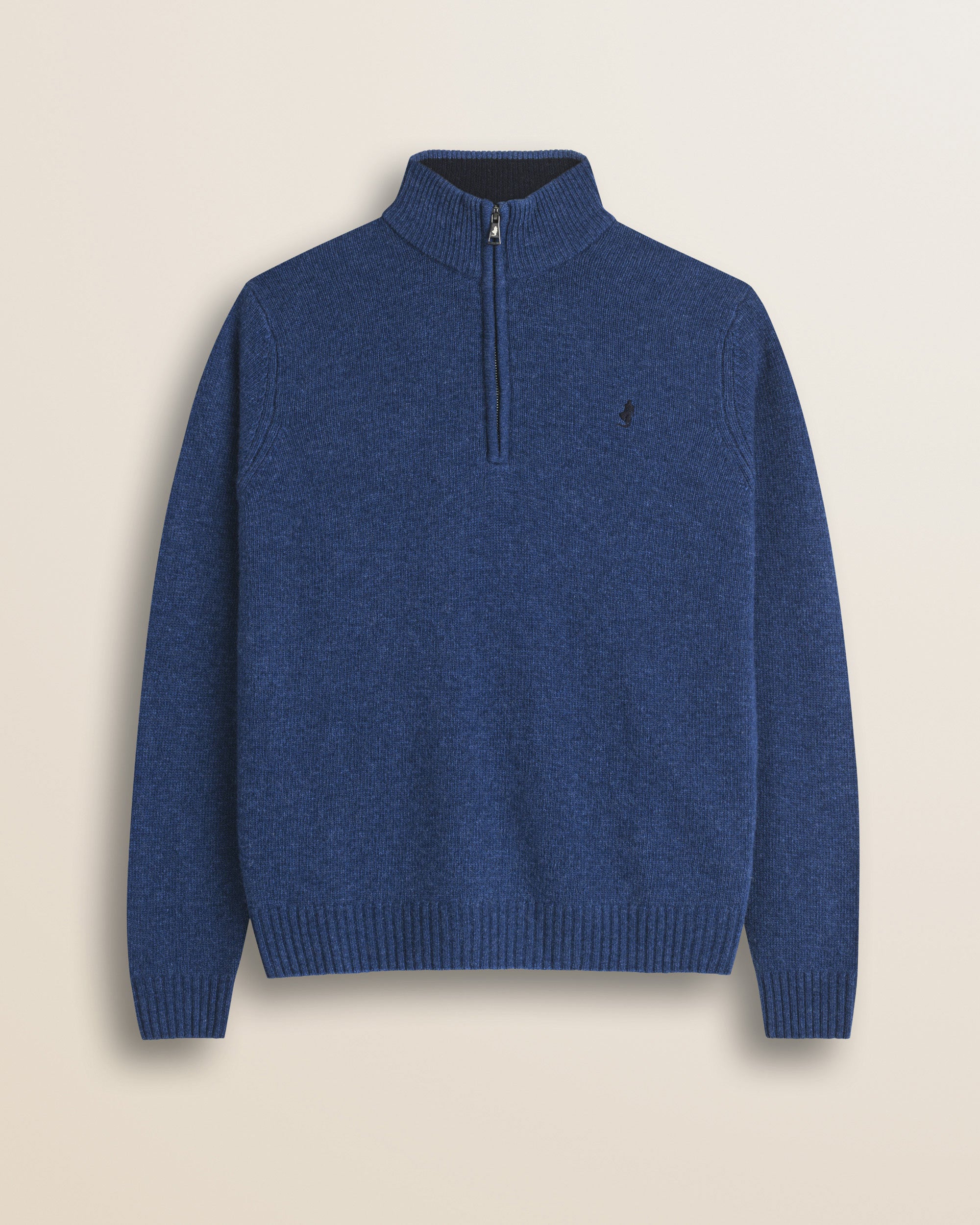 Maglione Mezza Zip in Lambswool  fronte - Medium Blue
