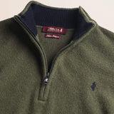 Maglione Mezza Zip in Lambswool  dettaglio - Olive Night
