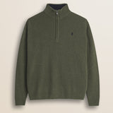 Maglione Mezza Zip in Lambswool  fronte - Olive Night
