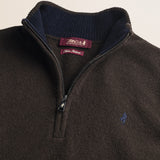 Maglione Mezza Zip in Lambswool  dettaglio - Chocolate