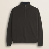 Maglione Mezza Zip in Lambswool  fronte - Chocolate
