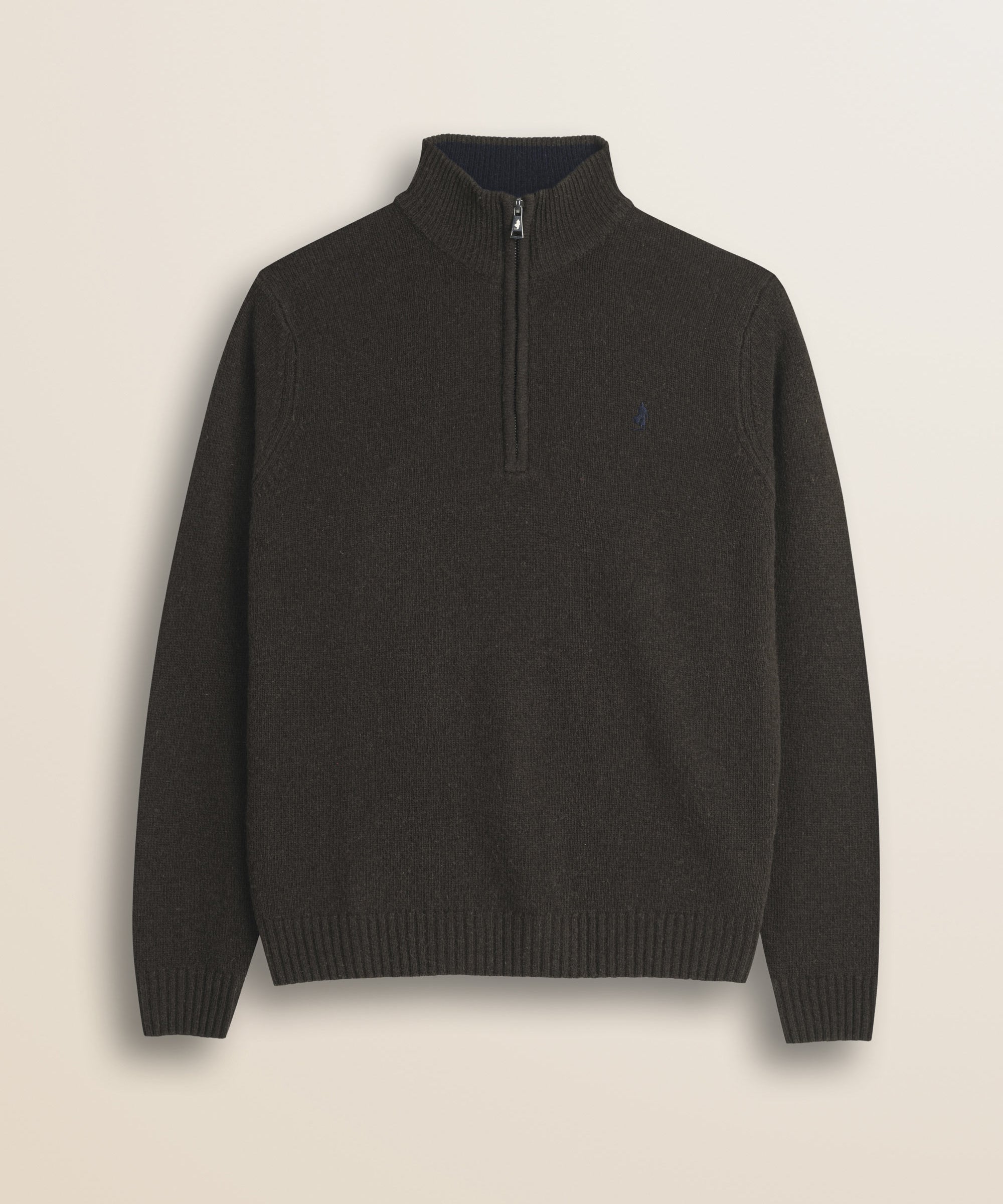 Maglione Mezza Zip in Lambswool  fronte - Chocolate