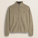 Maglione Full Zip in Lambswool  fronte - Sand