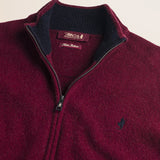 Maglione Full Zip in Lambswool  dettaglio - Burgundy