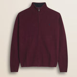 Maglione Full Zip in Lambswool  fronte - Burgundy