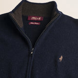 Maglione Full Zip in Lambswool  dettaglio - Navy Blue