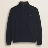 Maglione Full Zip in Lambswool  fronte - Navy Blue