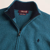 Maglione Full Zip in Lambswool  dettaglio - Atlantic Deep