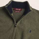 Maglione Full Zip in Lambswool  dettaglio - Olive Night