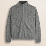 Maglione Full Zip in Lambswool Mouliné  fronte - Grey Melange