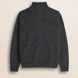 Maglione Full Zip in Lambswool Mouliné  retro - Charcol