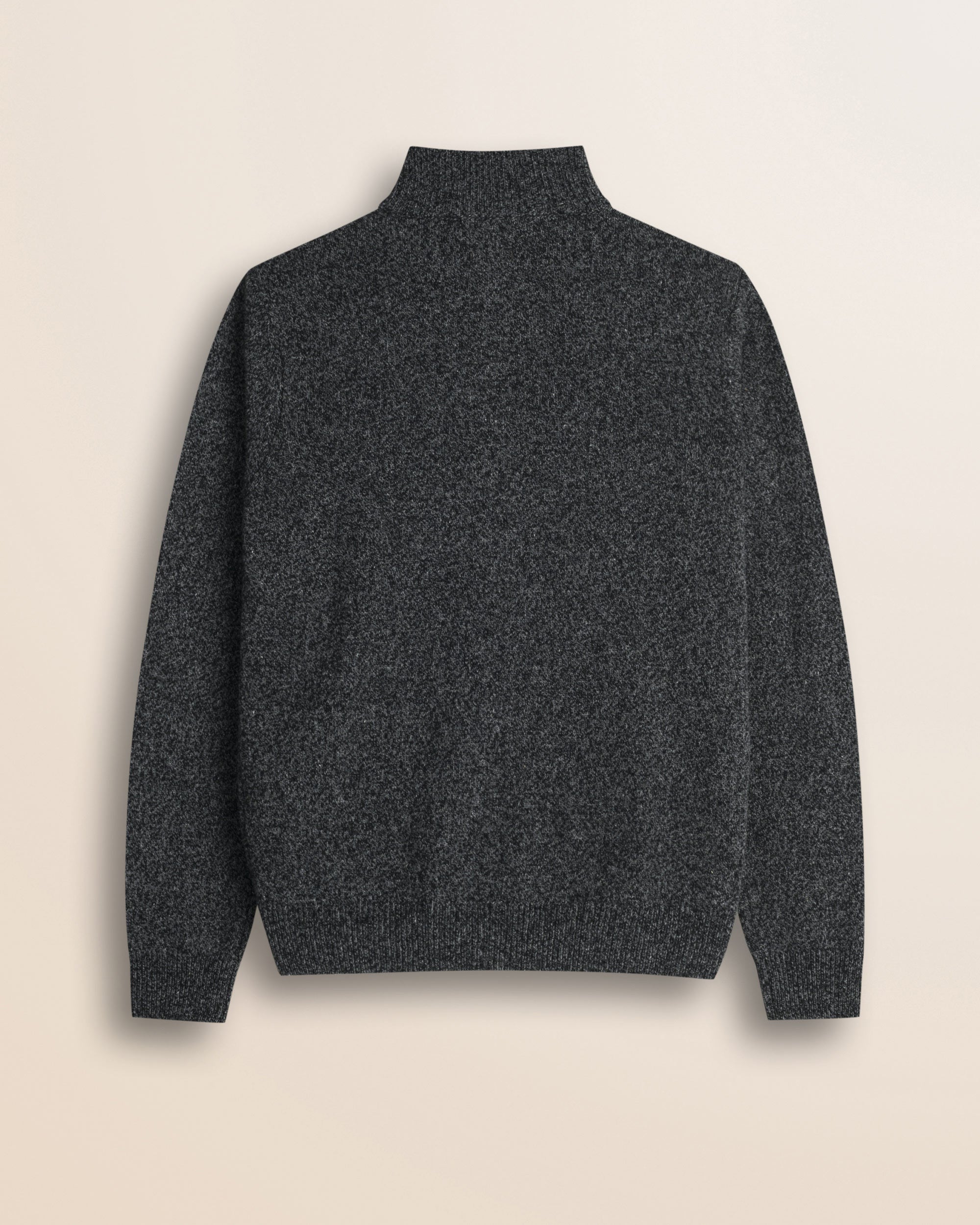Maglione Full Zip in Lambswool Mouliné  retro - Charcol